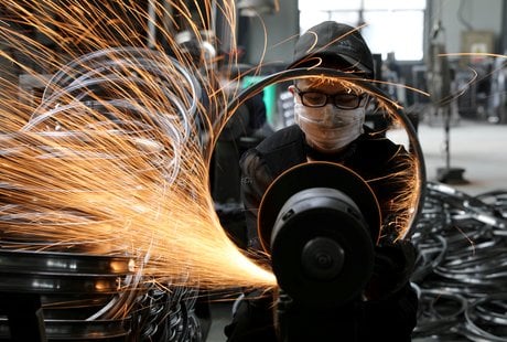 Chine, usine, manufacture, articles, sport, roue de bicyclette, croissance