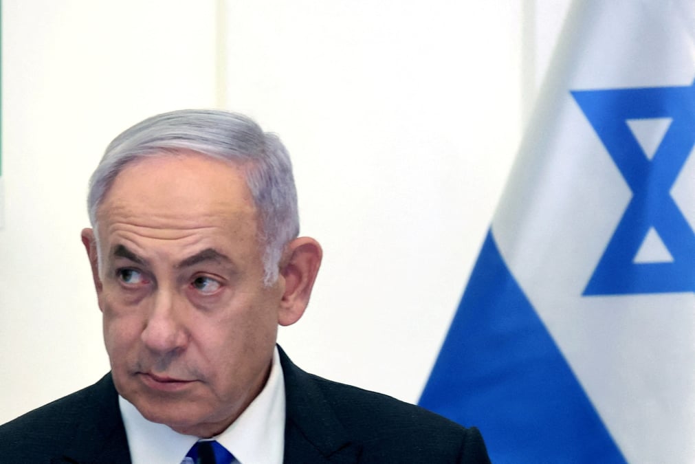 Le premier ministre israelien benjamin netanyahu lors d'une reunion du cabinet au musee des terres bibliques a jerusalem