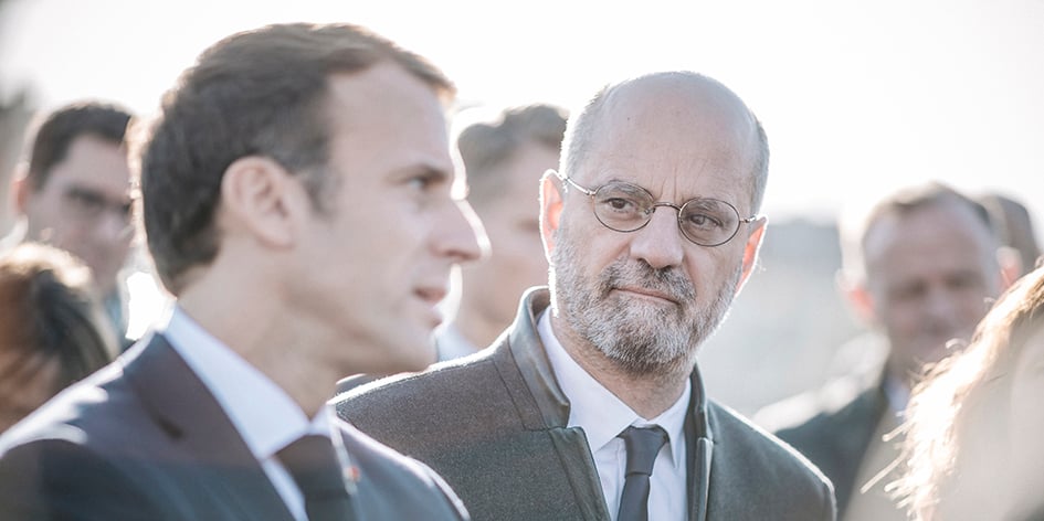 Emmanuel Macron et Jean-Michel Blanquer, en octobre 2021.