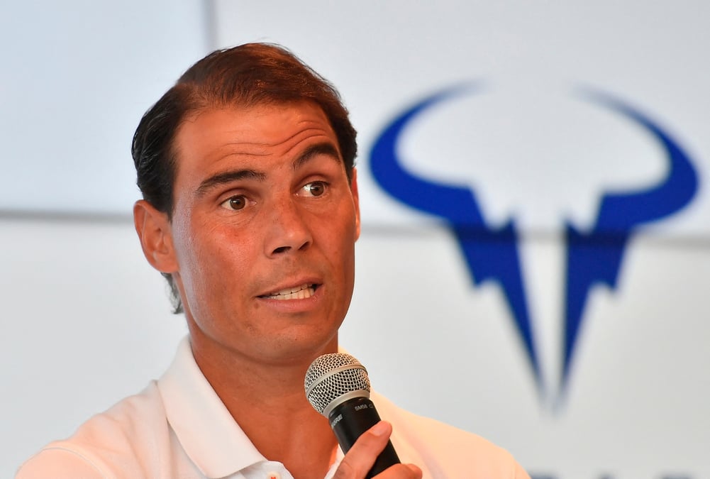 Le champion de tennis rafael nadal lors d'une conference de presse apres avoir annonce qu'il se retirait de l'open de france le 18 mai 2023