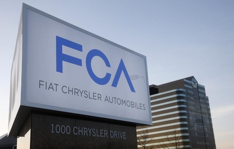 A new fiat chrysler automobiles sign is pictured after being unveiled at chrysler group world headquarters in auburn hills, michigan