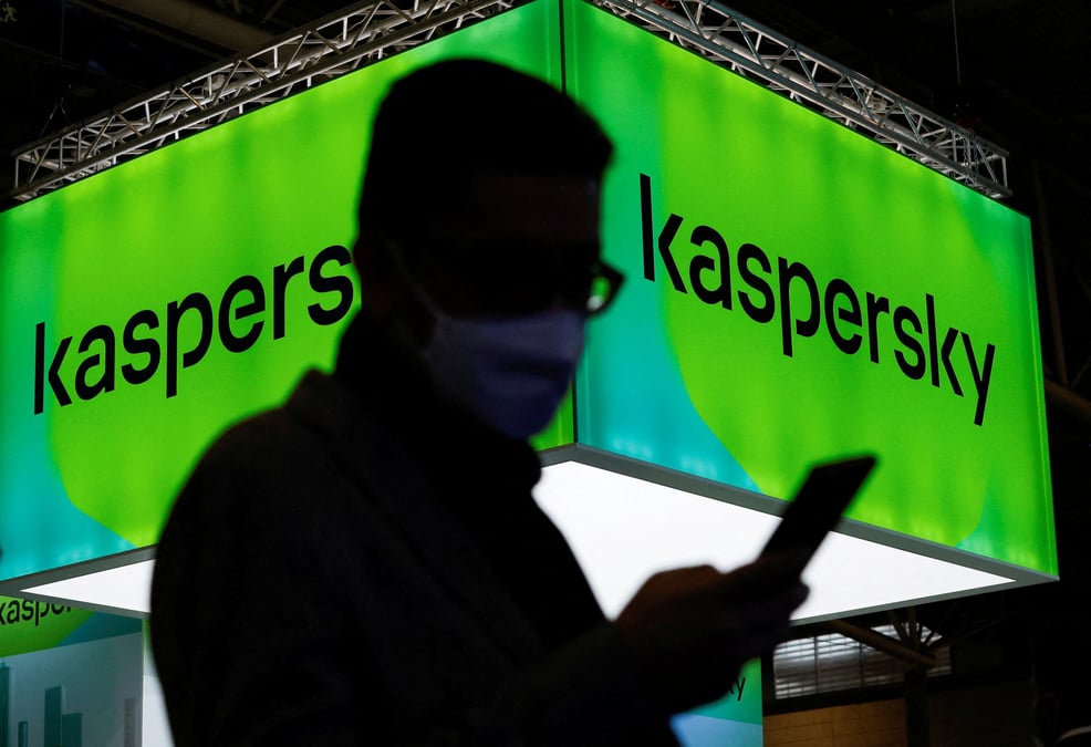 Stand kaspersky lors du mobile world congress (mwc) 2022 de la gsma, a barcelone