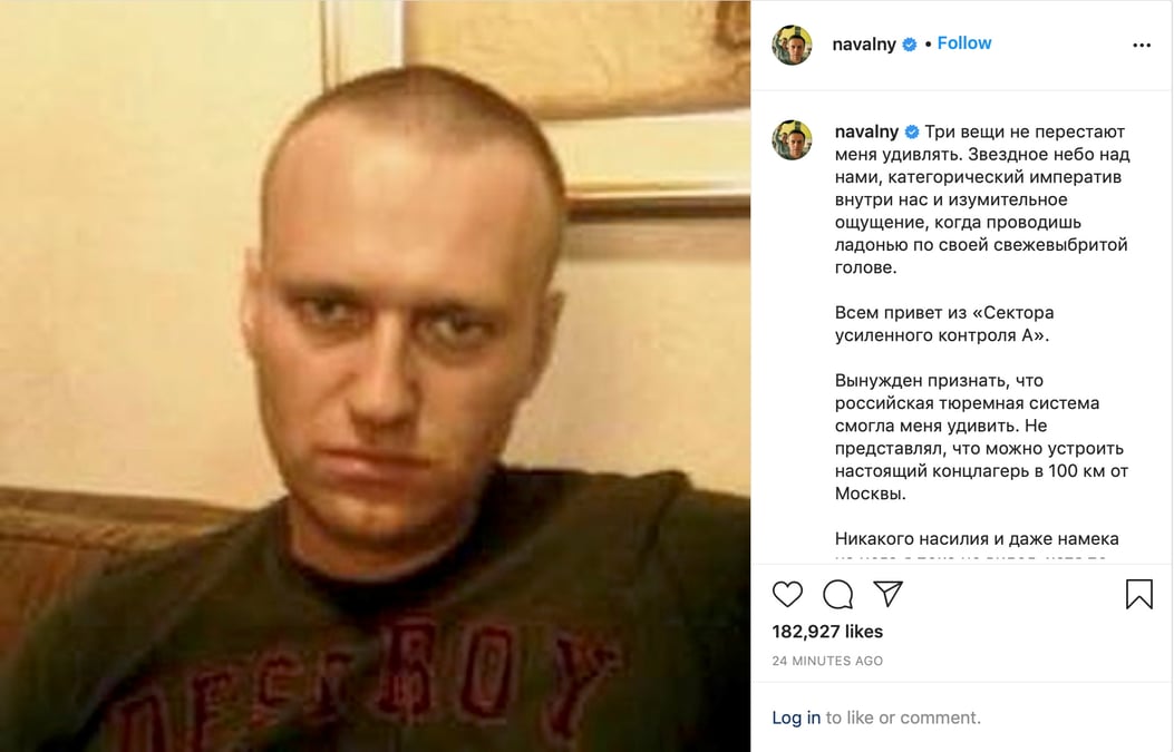 Russie: navalny se dit soumis a un regime severe dans sa prison