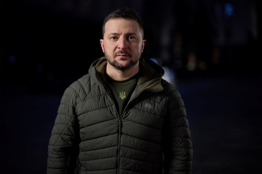 Photo d'archives du president ukrainien volodymyr zelensky s'adressant au peuple ukrainien a la veille du nouvel an, a kiev