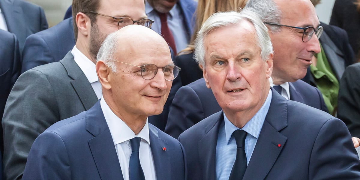 Didier Migaud et Michel Barnier le 27 septembre, lors de la présentation du gouvernement.