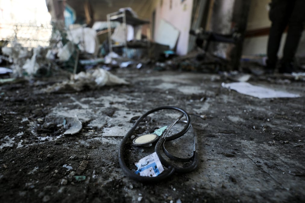 Effet d'une frappe israelienne sur la clinique al-daraj a gaza