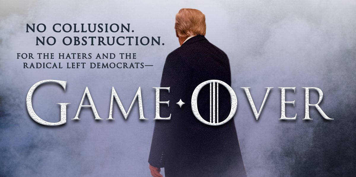 Trump Twitter, poster, affiche de film, Game of Thrones, no collusion, no obstruction