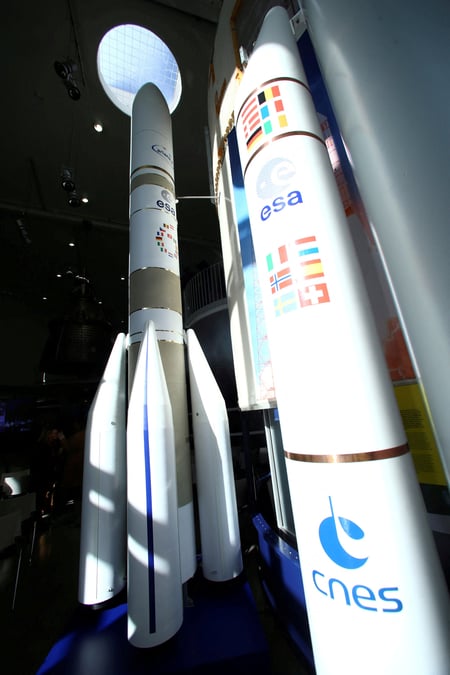 Une maquette de la fusee spatiale europeenne de nouvelle generation ariane 6 au dlr de lampoldshausen