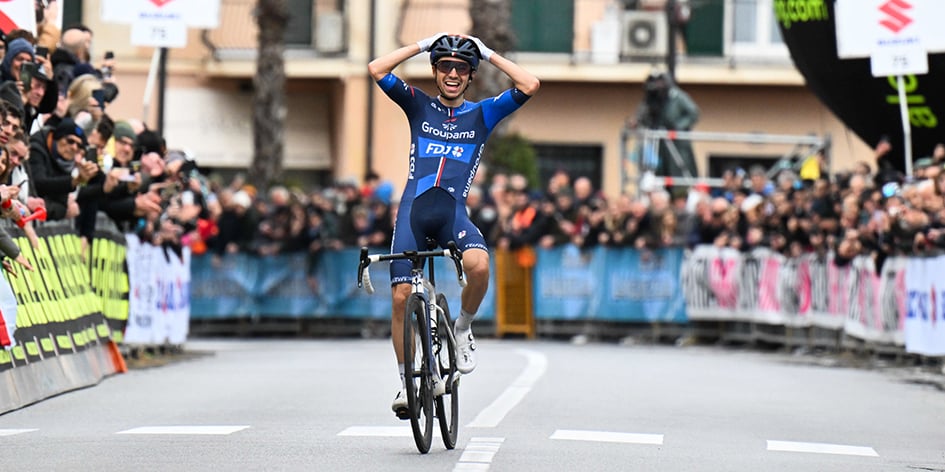 Le Français Lenny Martinez, vainqueur de la 61e édition du Trofeo Laigueglia (Italie), le 28 février.