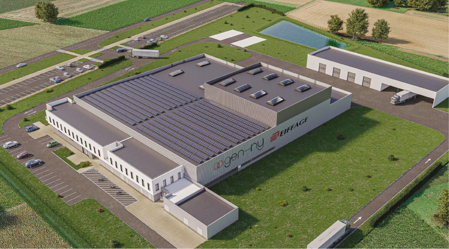 Le projet de la future usine Gen-Hy Cube, qui sortira de terre dès la fin de cette année, dédiée à la fabrication d’électrolyseurs AEM (Anion Exchange Membrane) dans le Doubs.