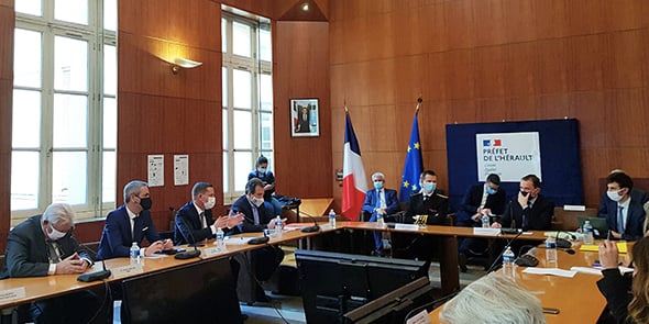 Olivier Dussopt à Montpellier, le 15 janvier 2021