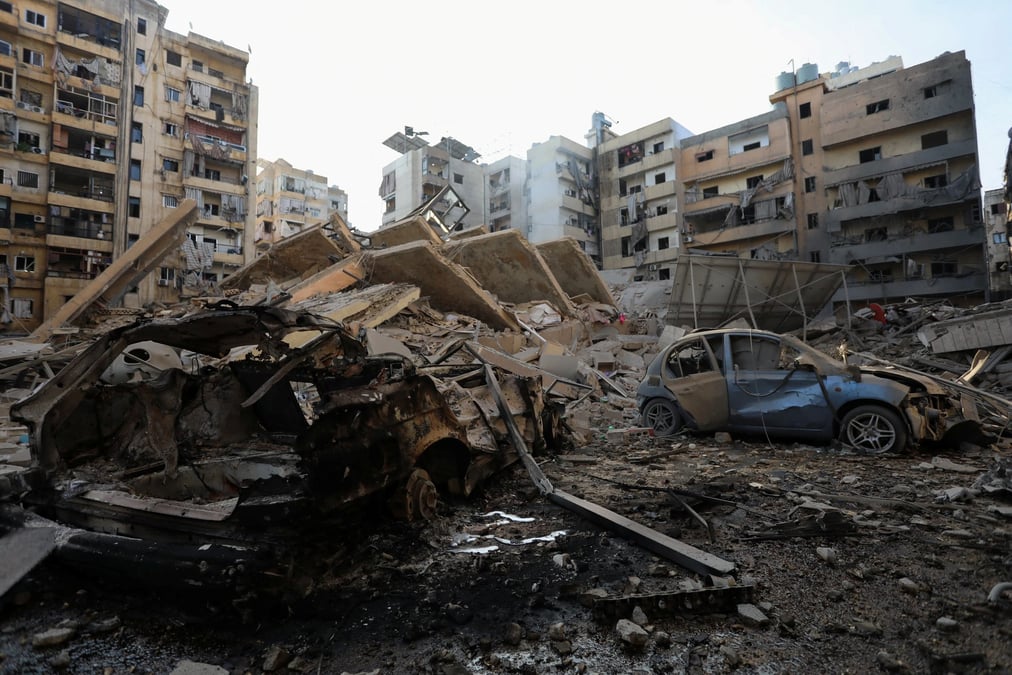 Aftermath of israeli strikes on beirut's southern suburbs