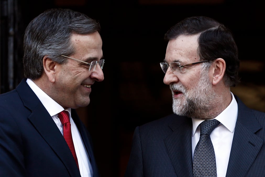 Mariano rajoy en visite a athenes pour soutenir antonis samaras
