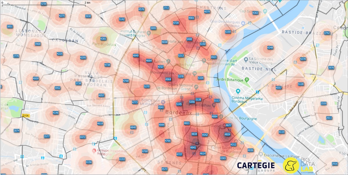 heathmap Cartégie immobilier Bordeaux