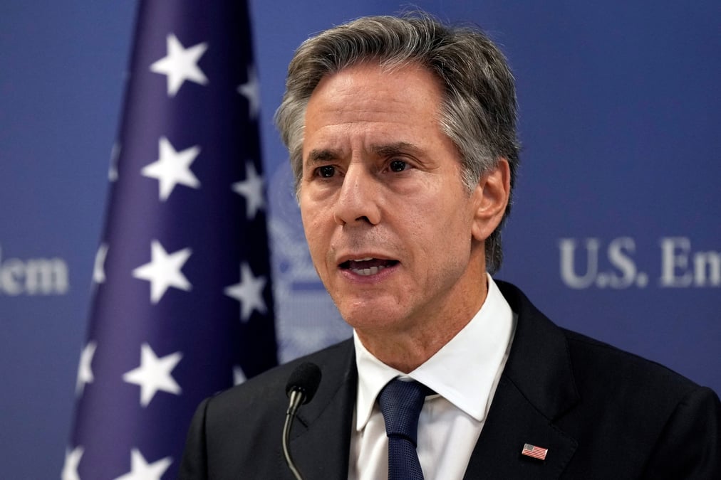 Le secretaire d'etat americain antony blinken a tel aviv