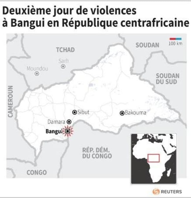 Deuxieme jour de violences a bangui en republique centrafricaine