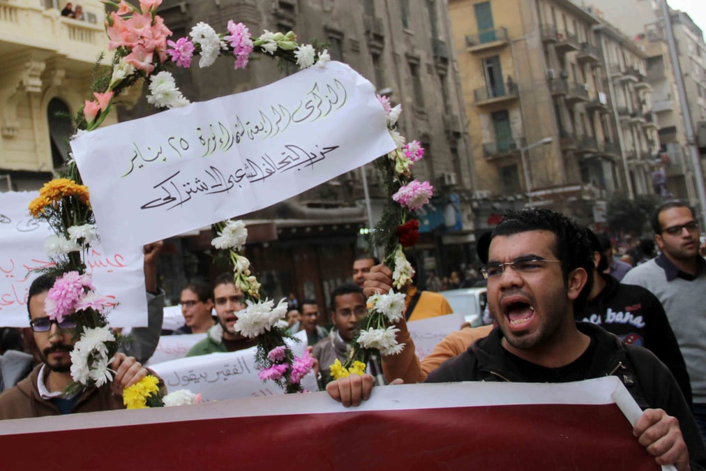 Des femmes protestent au caire contre la mort de manifestants
