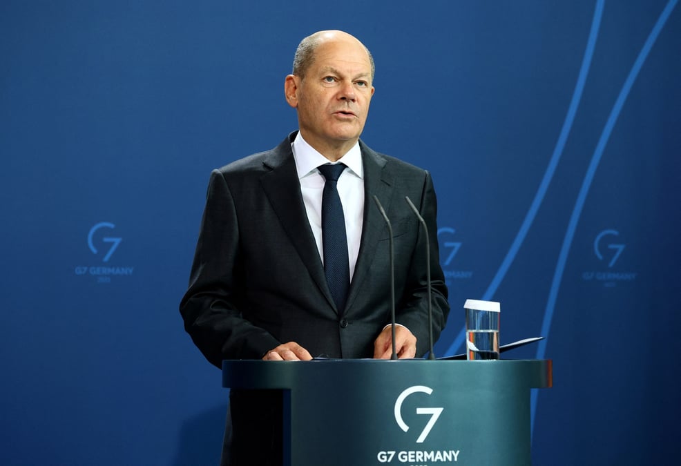 Photo d'archives du chancelier allemand olaf scholz lors d'une conference de presse
