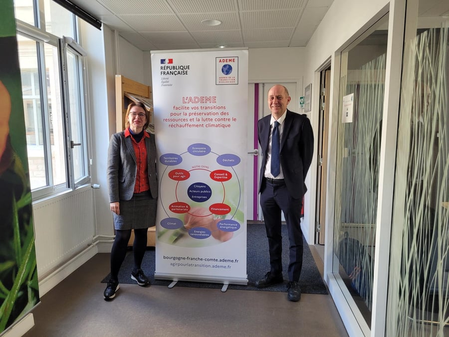 Adrienne Simon Krzakala, directrice de l'Ademe BFC et Jean-Luc Saublet, directeur régional adjoint de l’Ademe Bourgogne-Franche-Comté.