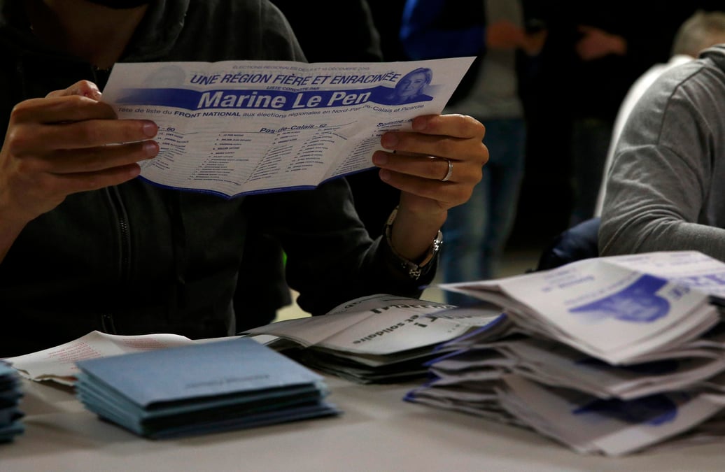 Le fn arrive en tete avec 30,6% des voix a l'echelle de la france metropolitaine