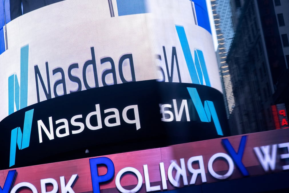 Vue sur le nasdaq marketsite, a times square