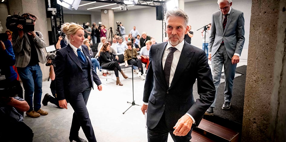 Dick Schoof après une conférence de presse le 28 mai à La Haye.