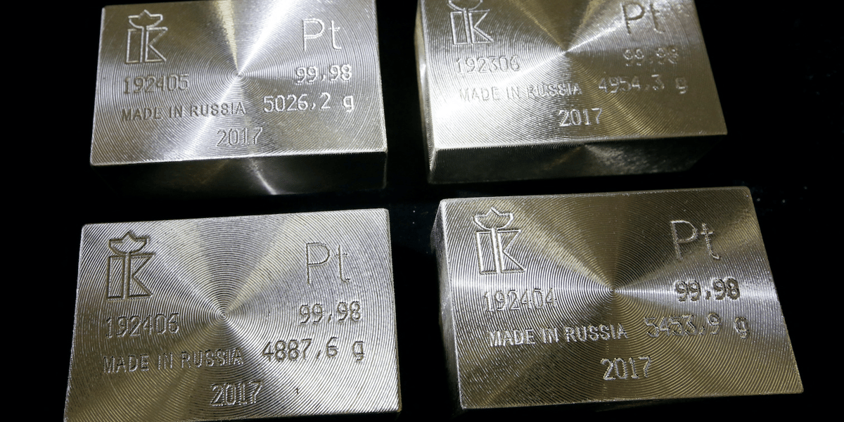 Lingots de platine produits en Russie.