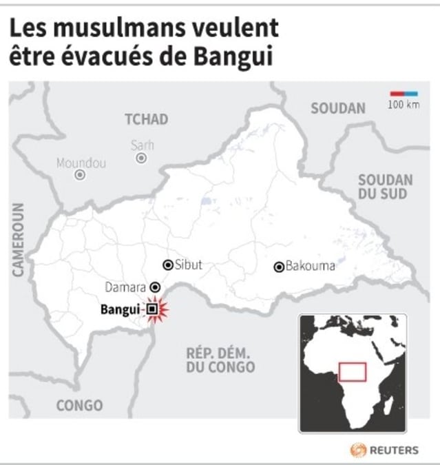 Les musulmans manifestent à Bangui pour demander leur évacuation