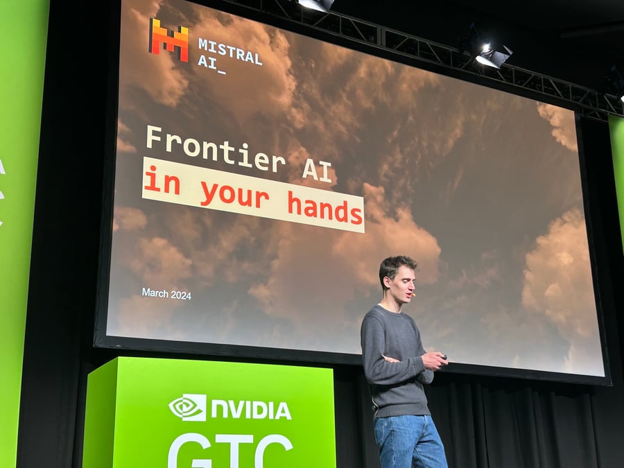 Arthur Mensch, cofondateur et CEO de Mistral, lors de la GTC de Nvidia.