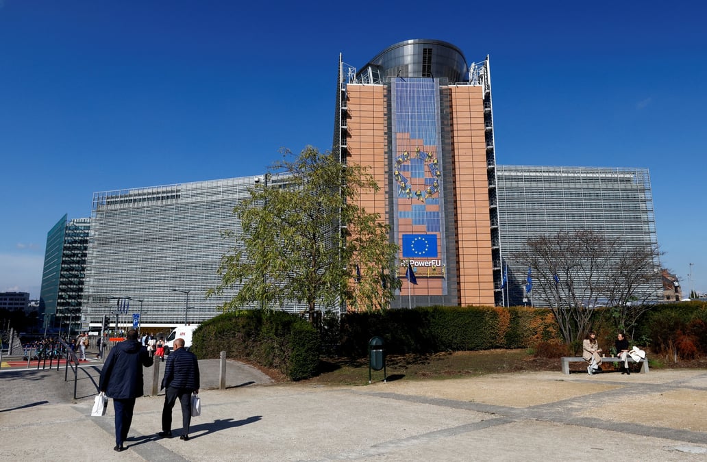 Photo d'archives du siege de la commission europeenne a bruxelles, en belgique