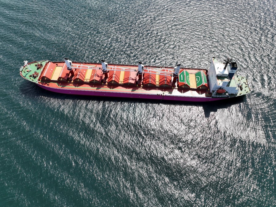 Le vraquier tk majestic, transportant des cereales de la mer noire
