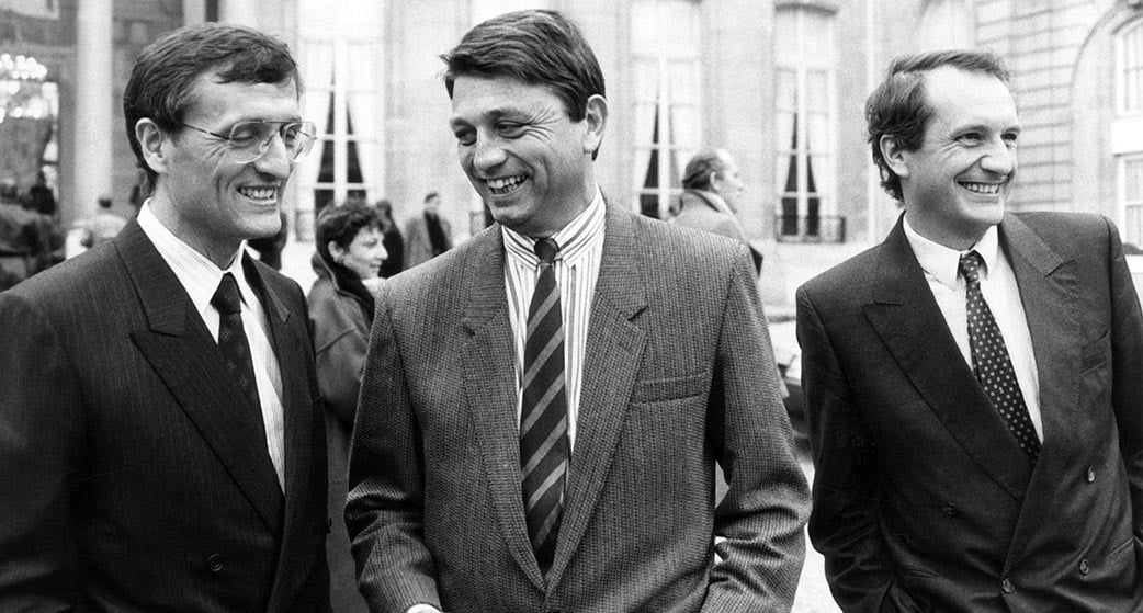 François Léotard, Alain Madelin et Gérard Longuet après le conseil des ministres du 13 janvier 1988.