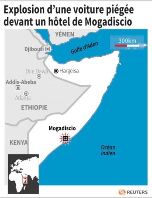 Explosion d’une voiture piegee devant un hotel de mogadiscio