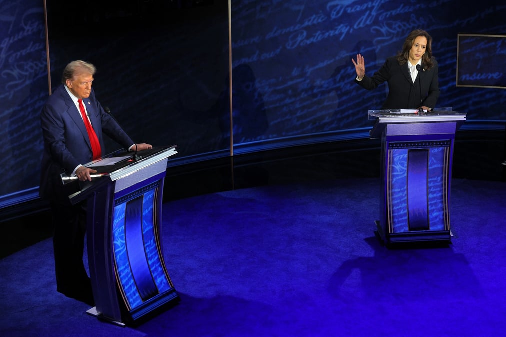 Debat presidentiel harris-trump organise par abc a philadelphie, en pennsylvanie