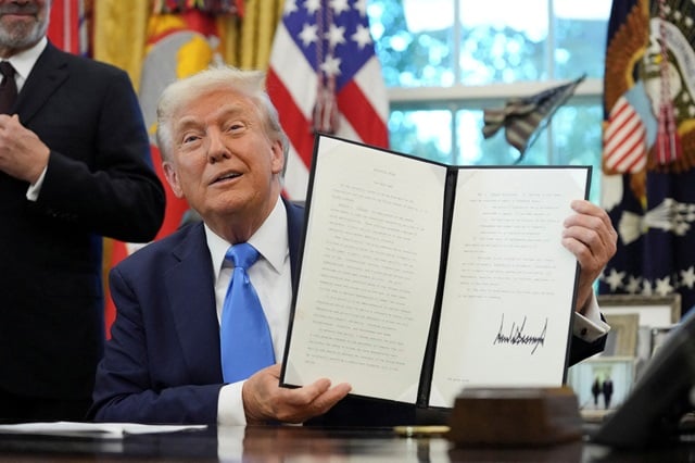 Donald Trump après la signature de décrets à la Maison Blanche.