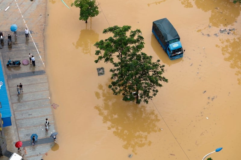 Le sud de la chine sous les eaux