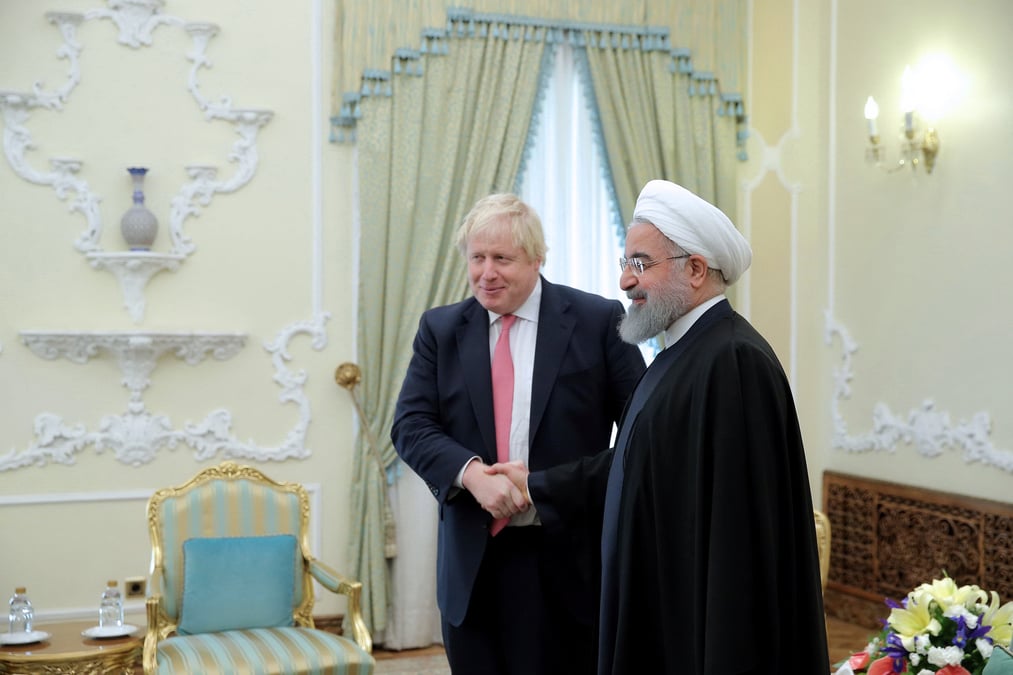 Boris johnson recu par le president iranien