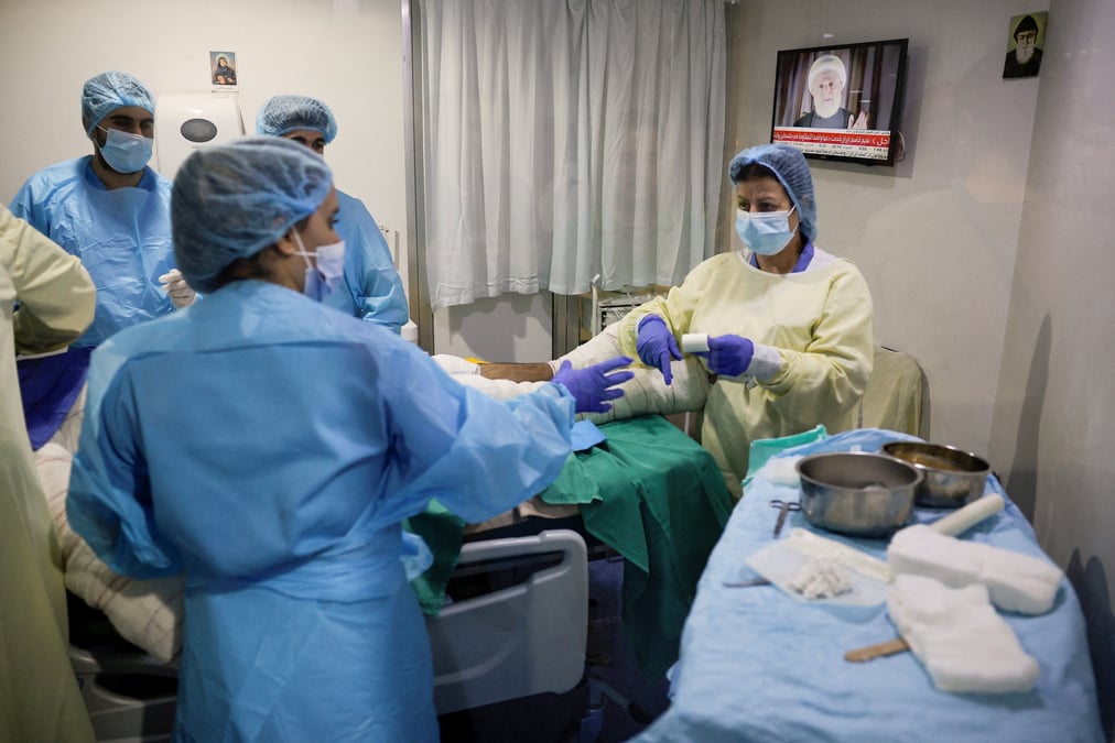 Des membres du personnel medical dans l'hopital geitaoui, a beyrouth
