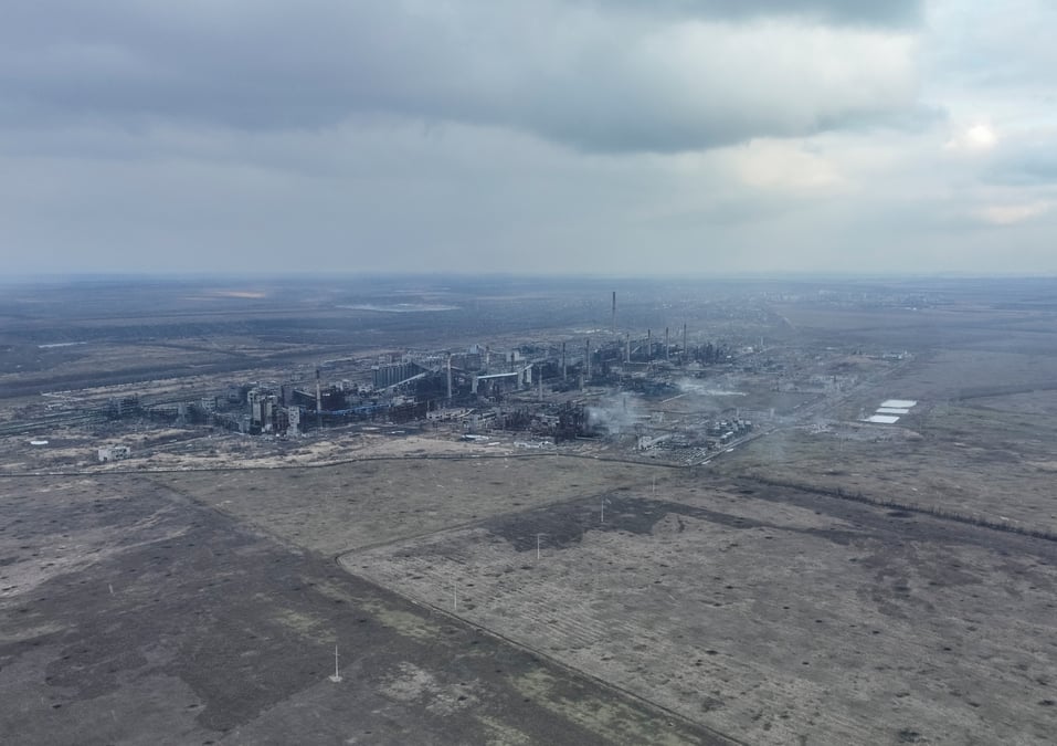 Vue aerienne de la ville d'avdiivka, dans la region du donetsk en ukraine