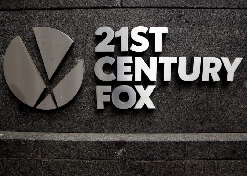 The 21st century fox logo is seen outside the news corporation headquarters in new york