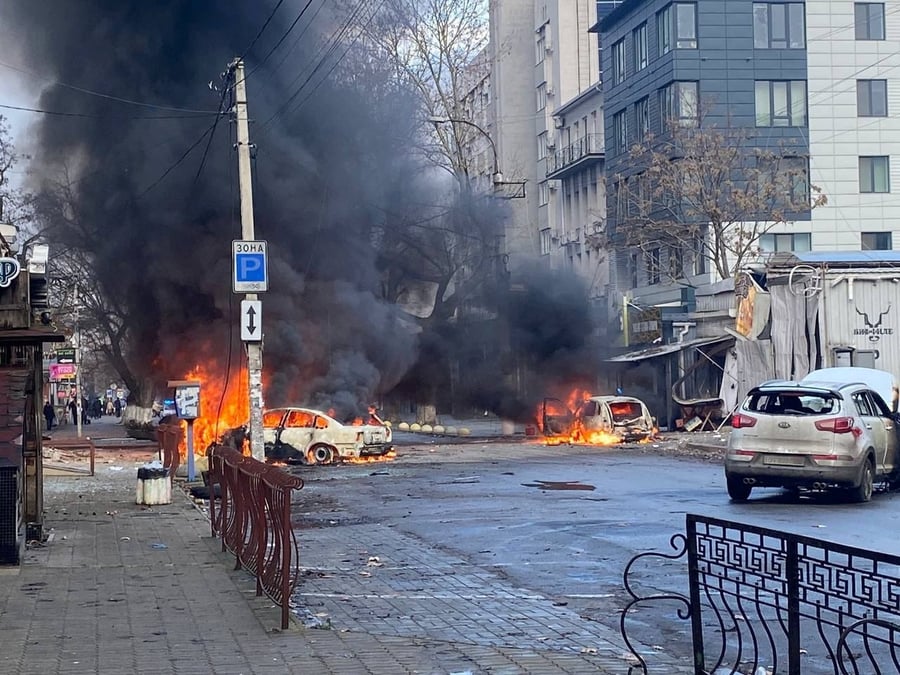 Consequences d'une frappe militaire russe a kherson