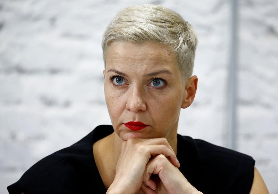 L'opposante maria kolesnikova lors d'une conference de presse a minsk