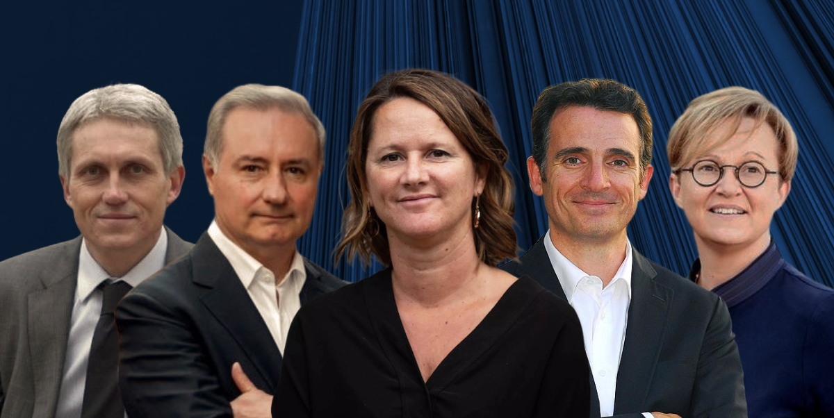 De g. à d., Joël Bruneau, Jean-Luc Moudenc, Johanna Rolland, Éric Piolle et
Nathalie Appéré.