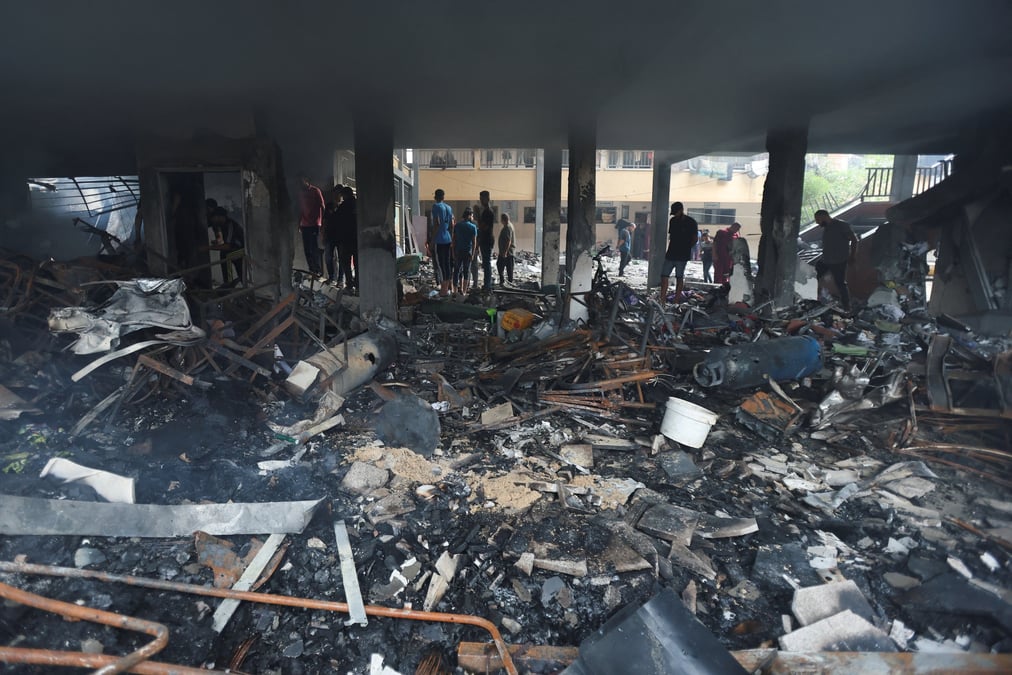 Site of an israeli strike on a school sheltering displaced people, in deir al-balah