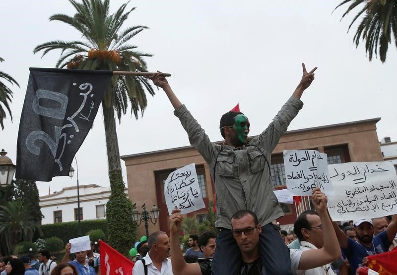 Rassemblement a rabat en soutien aux manifestants du rif