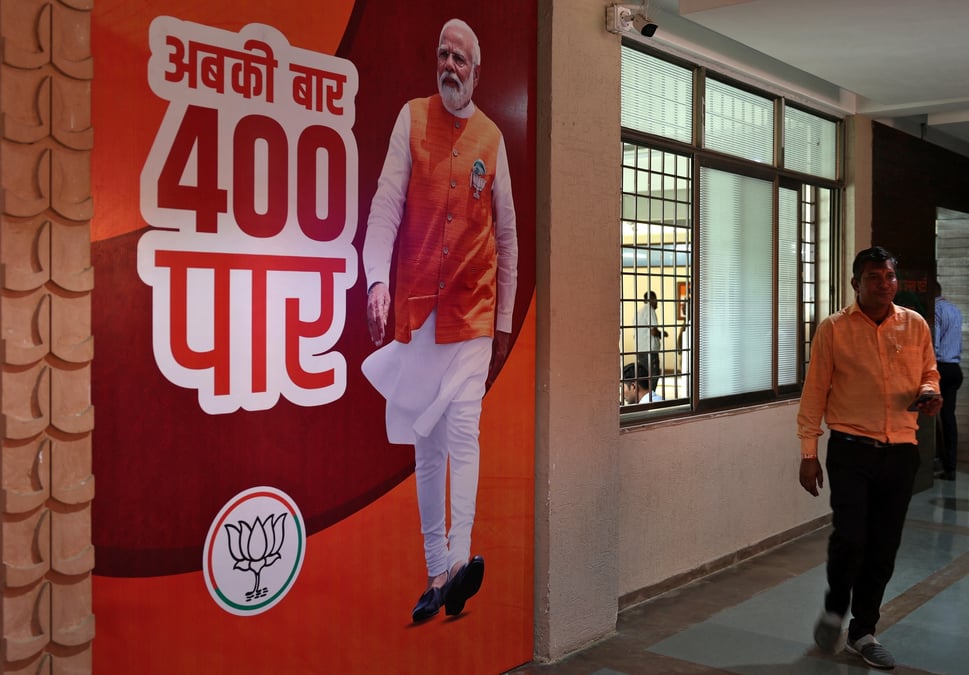 Une affiche du premier ministre indien narendra modi