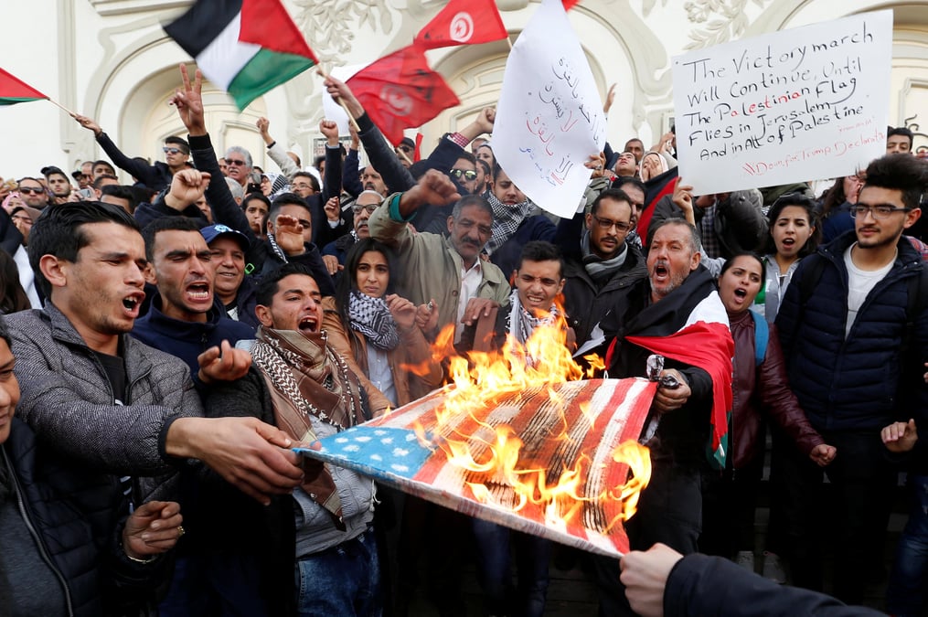 Manifestations en tunisie contre la decision us sur jerusalem