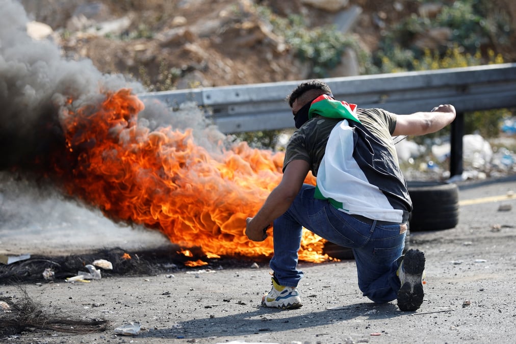 Manifestation suite a l'assassinat d'un palestinien, en cisjordanie