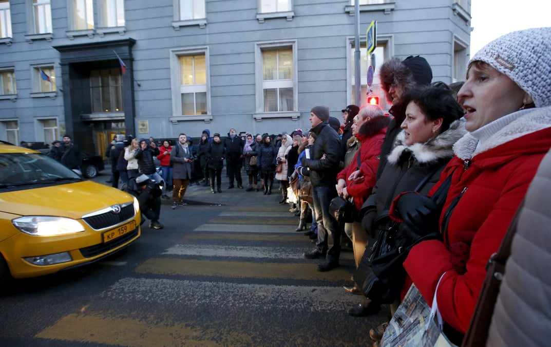 Manifestation d'epargnants russes a moscou