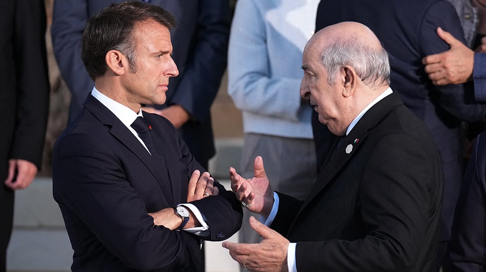 Les présidents Emmanuel Macron et Abdelmadjid Tebboune lors du sommet du G7 à Borgo Egnazia, en Italie, le 14 juin 2024.